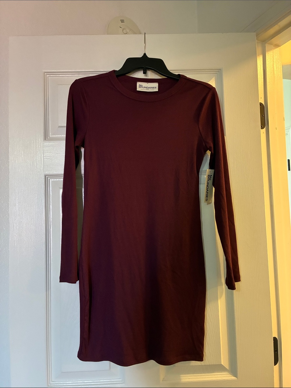 Long Sleeve Crewneck Dress in Dark Cherry